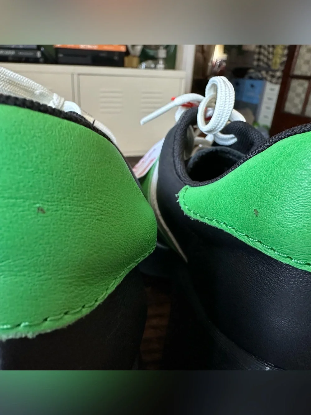Camper Thelma Black Platform Lace-Up Athletic Shoes with Bright Green Panels